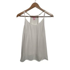 Lilly Pulitzer‎ White Viscose Rayon Tank Top Size S Racerback Spaghetti Strap